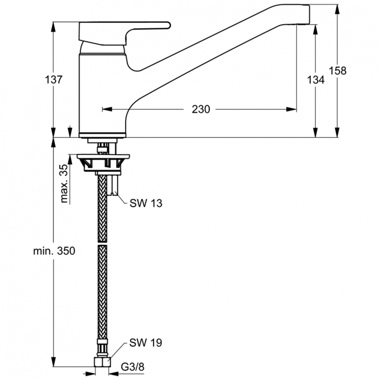 B8079AA Смеситель для кухонной мойки Ideal Standard ACTIVE - Вид №1