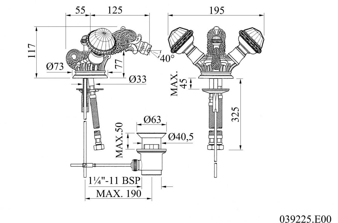 Bronces Mestre Смеситель для биде с одним отверстием и кристаллами swarovski® Antartica 039225.e00 - Вид №1