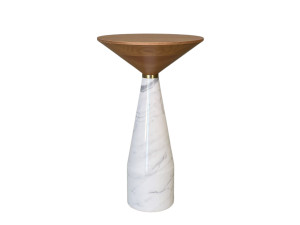 Высокий круглый журнальный столик из ясеня и мрамора