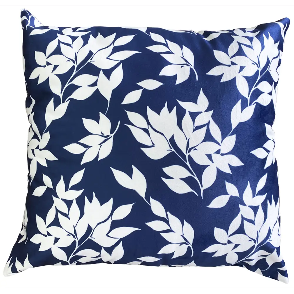Декоративная подушка Листья 45x45 см цвет синий 89400035 STLM-2064034 Santreyd 