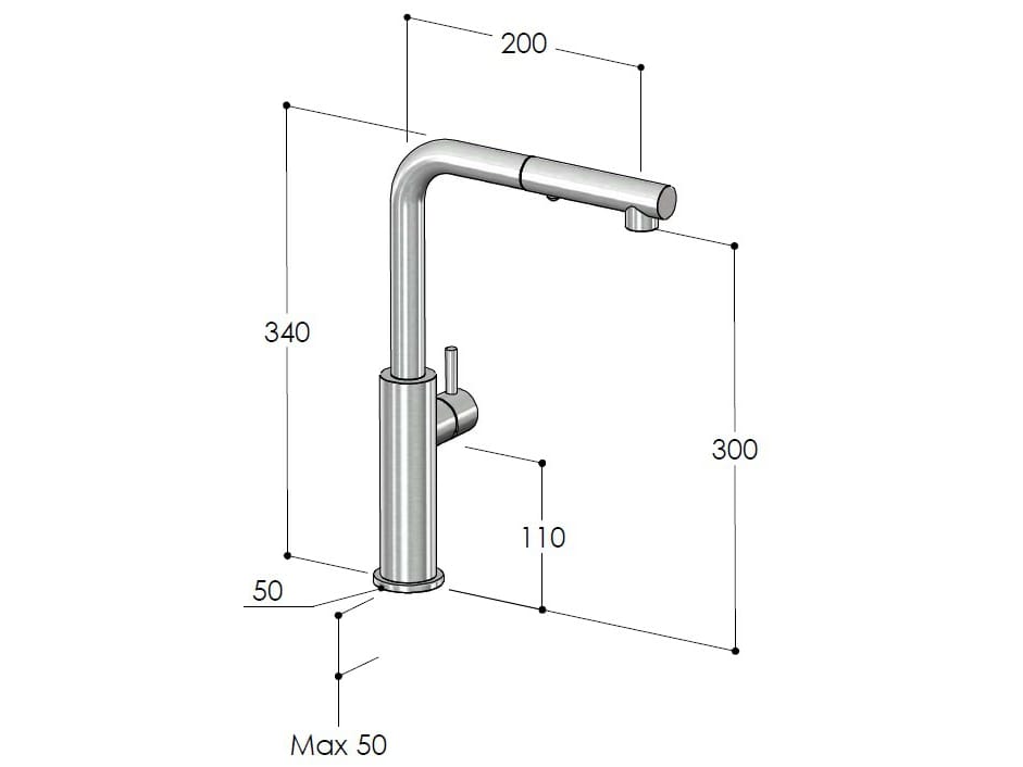 Смеситель для кухни из нержавеющей стали со съемным ручным душем Fontealta Kitchen ARCH-00074557 - Вид №2