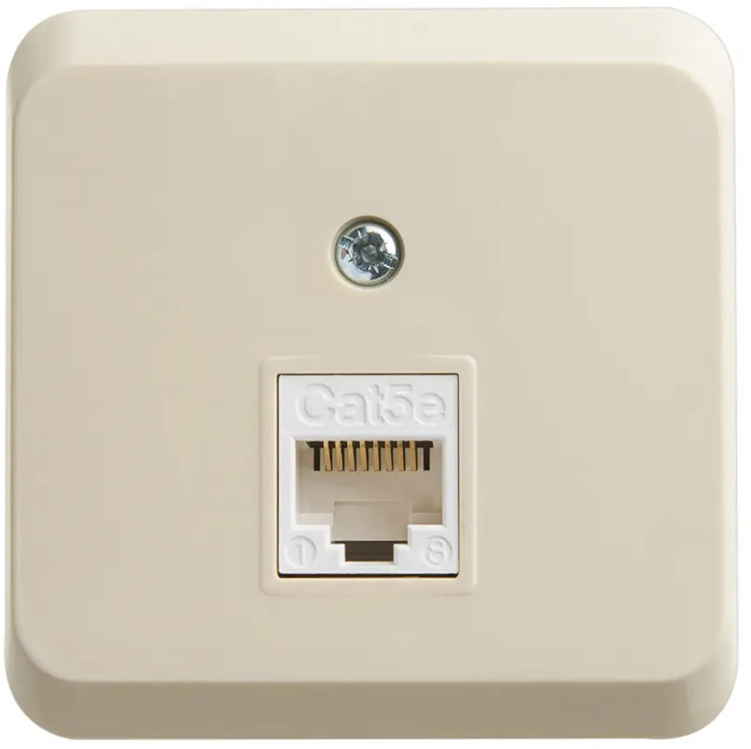 91586340 Розетка компьютерная накладная Systeme electric Этюд 254779 RJ45 цвет кремовый STLM-1117112
