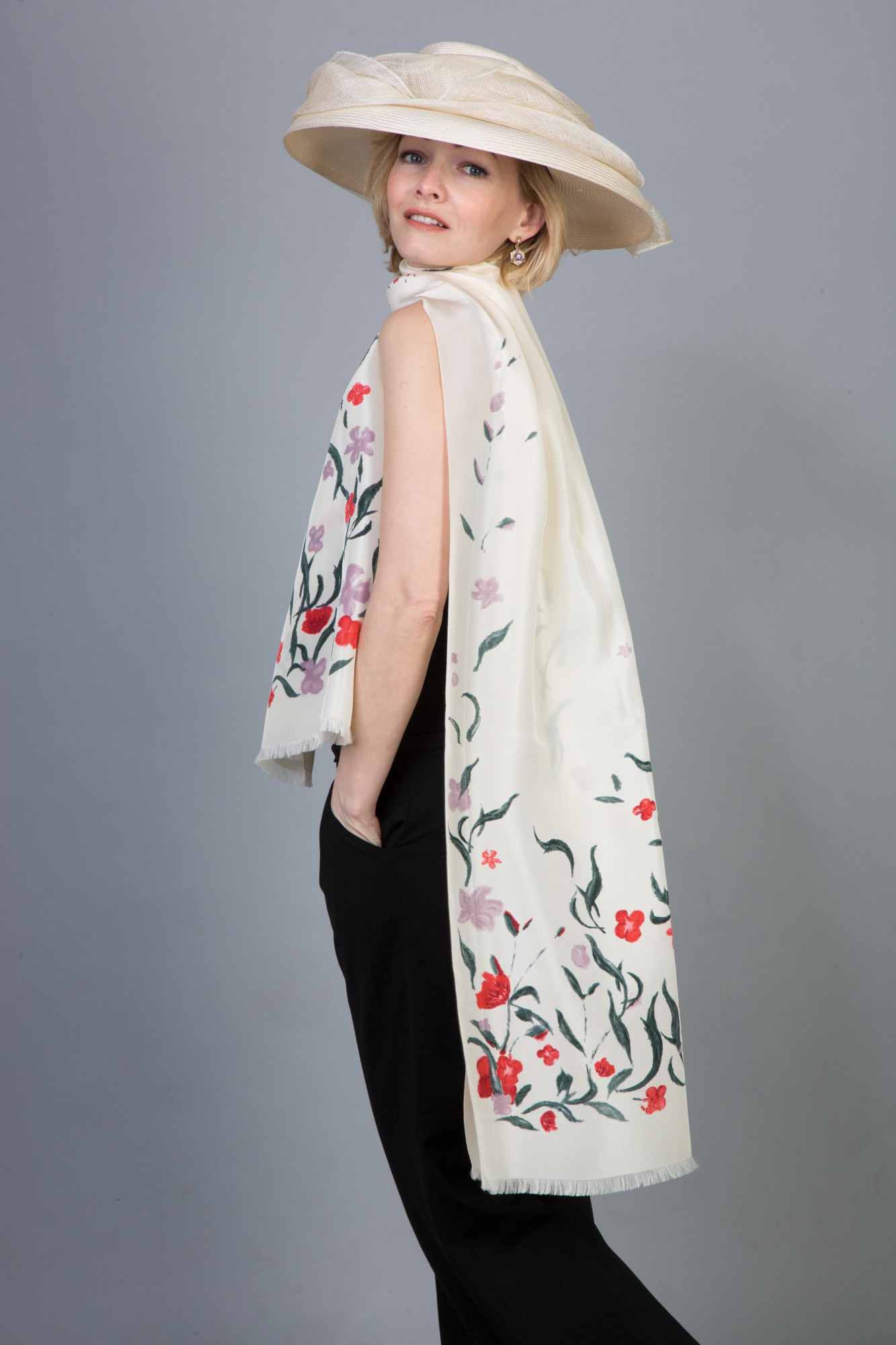 OLYMPIA Шаль, белый 60/180 шелк PETRUSSE Santreyd 