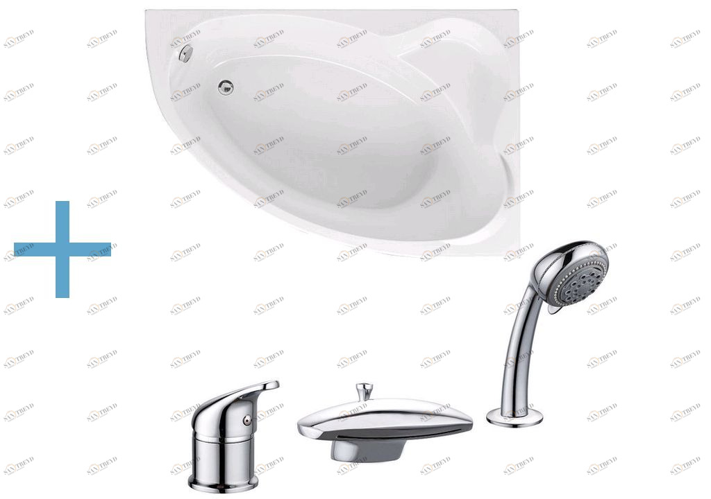 Акриловая ванна Aquanet Mayorca 150x100 R (каркас + смеситель Aquanet Practic 2 AF111-63B) 002040090016197500216780