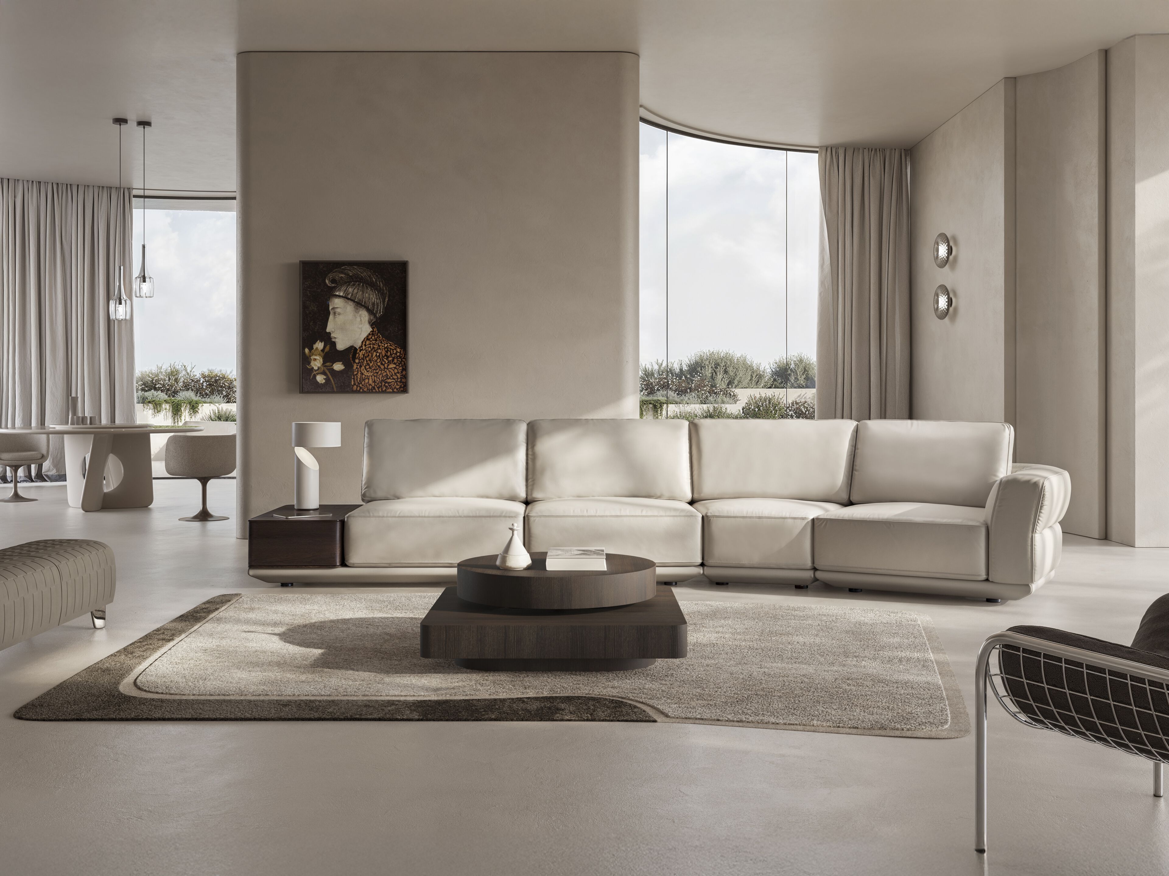 Кожаный модульный диван Natuzzi Italia Habita ARCH-00090483 - Вид №1