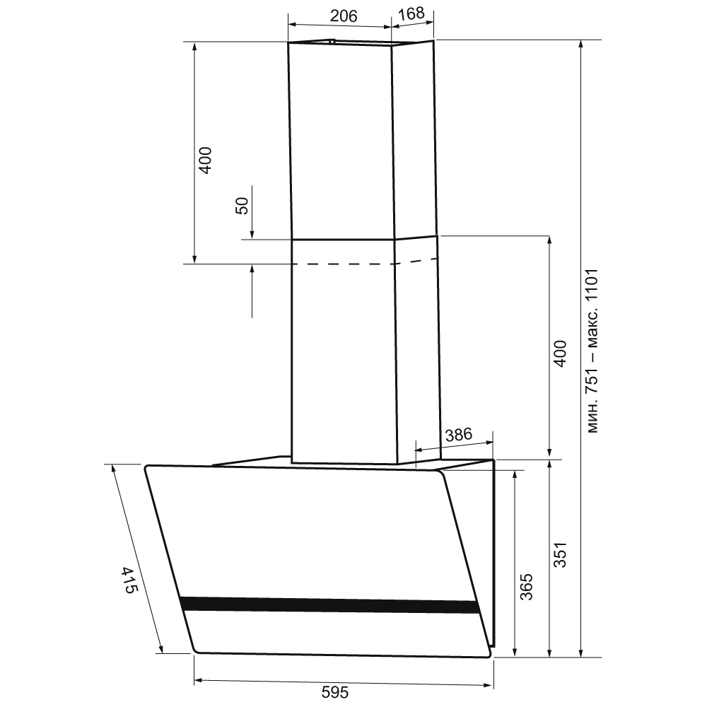9138441 Вытяжка наклонная KRONA BRUNA 600 S черный/серебристый STDN-0035915 - Вид №20