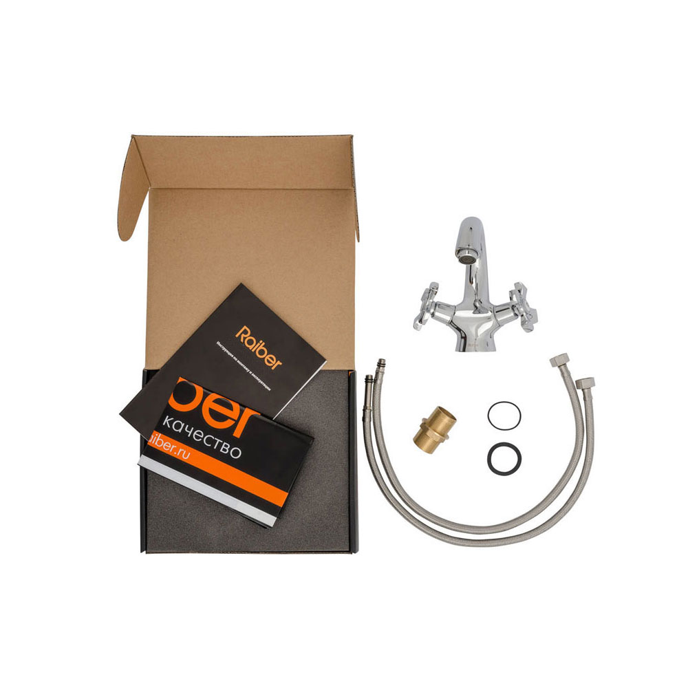 Смеситель для раковины Raiber Talis R8001 с двумя рукоятками R8001 Santreyd  - Вид №4