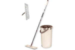 19495644 Система для уборки Light Mop швабра, ведро с отжимом, 2 насадки KT 835801 KRAFT