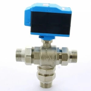 Кран шаровой с разъемными соединениями НН трехходовой MODULO PLUS с сервоприводом EMMETI 1"1/2