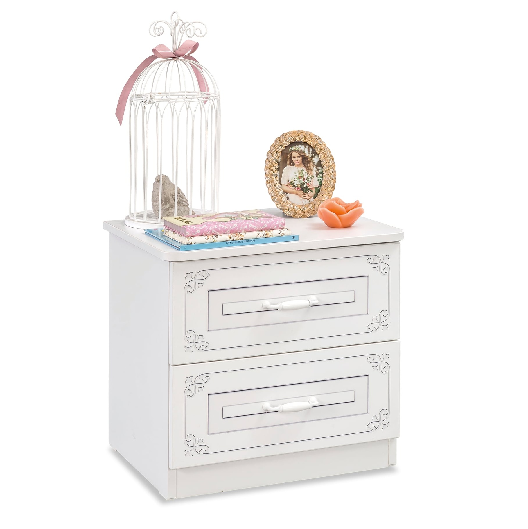 Прикроватная тумбочка белая с 2 ящиками Selena CILEK SELENA 00-3832594 Белый Santreyd - Вид №1