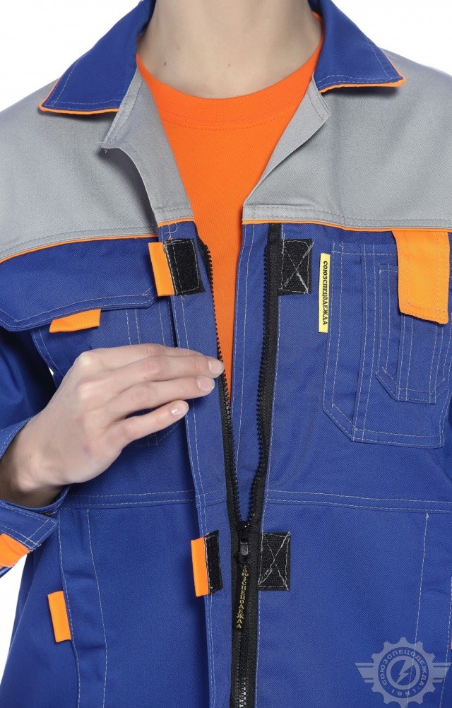 65202 Костюм "Профессионал" женский василек-светло-серый  Летняя спецодежда  размер 60-62/158-164  - Вид №21