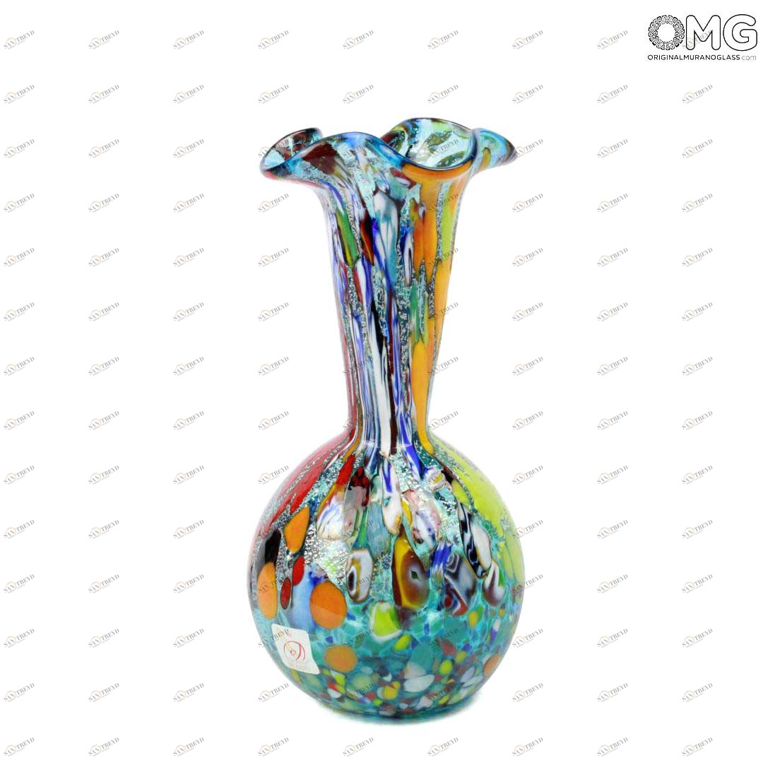 621 ORIGINALMURANOGLASS Ваза-сосуд Murrina azzurra Mare - муранское стекло OMG 10 см 