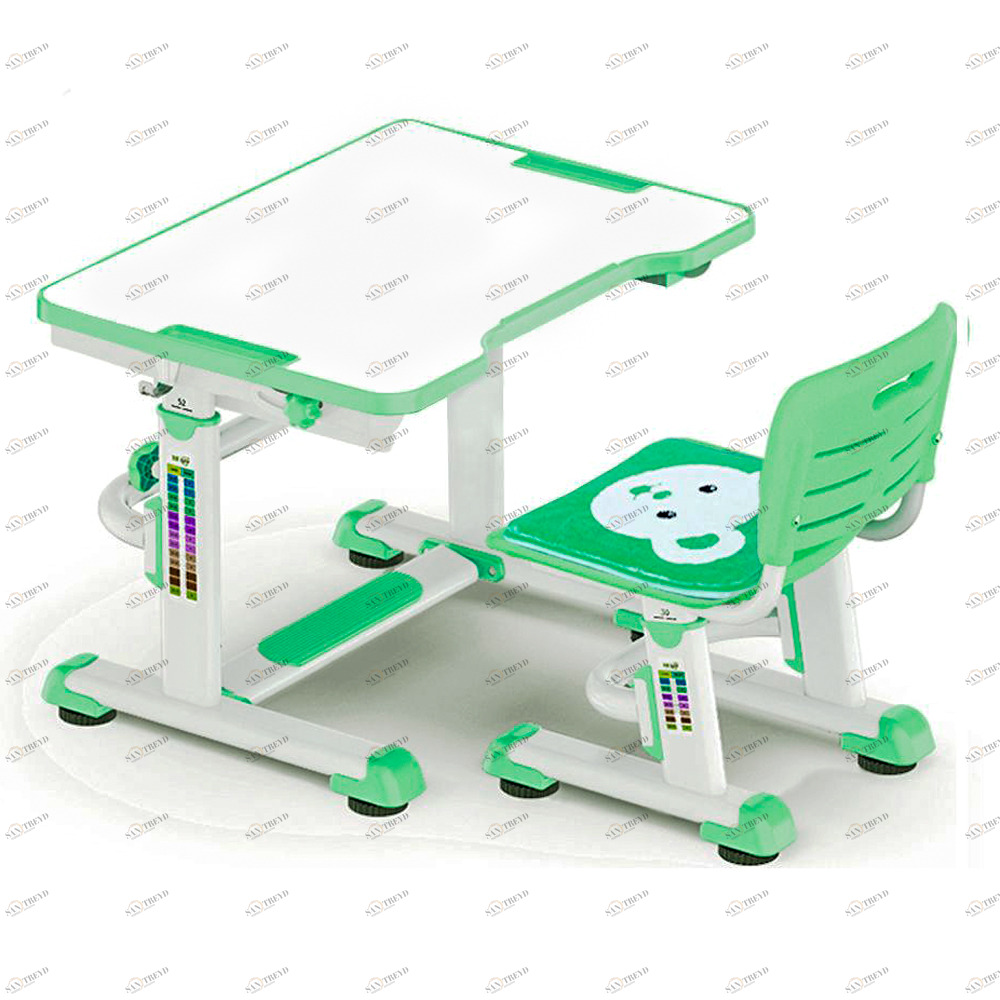 Растущая парта и стул BD-09 Teddy green белая, зеленая MEALUX EVO  336177 Белый;зеленый Santreyd 