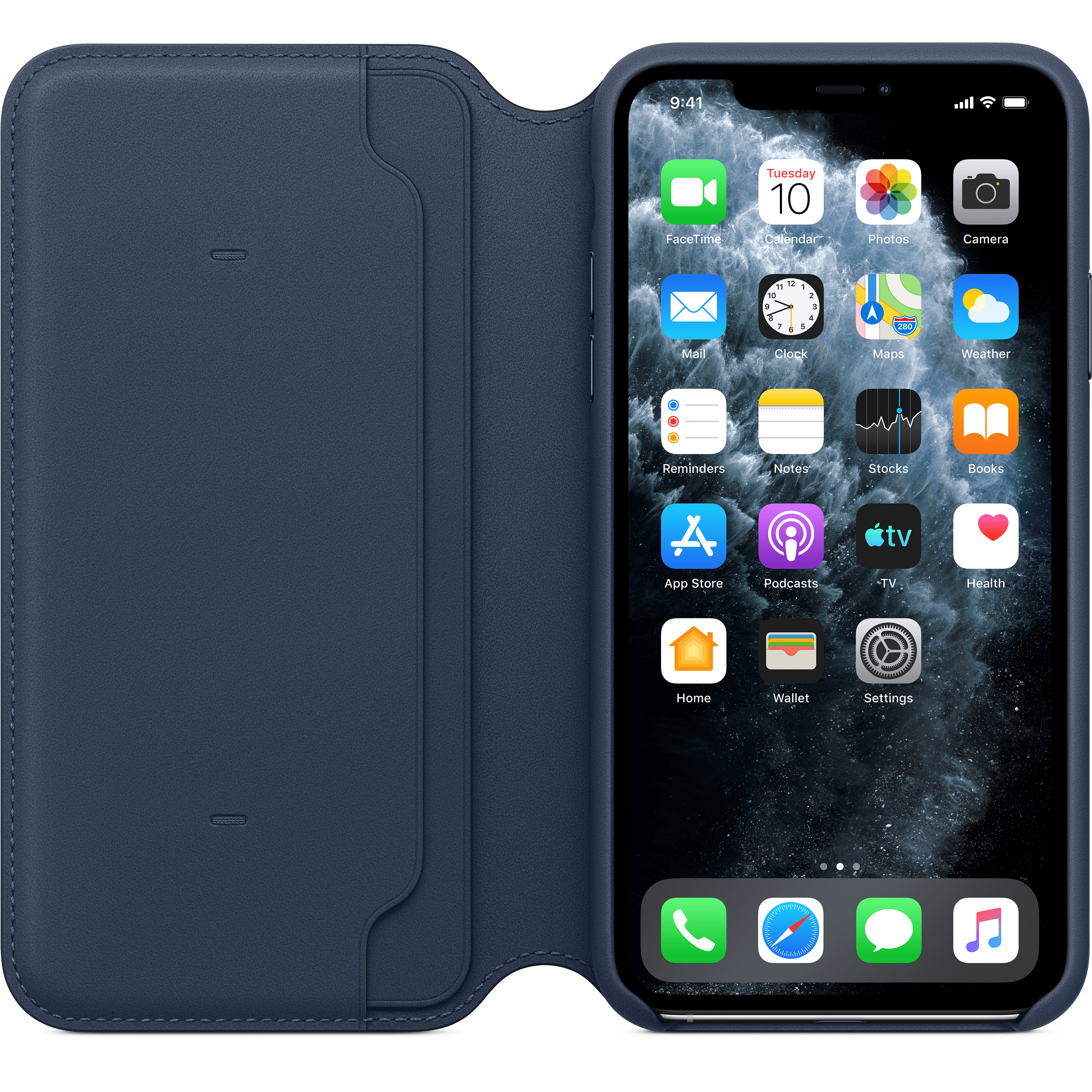 MY1P2ZM/A Iphone 11 pro max leather folio - deep sea blue Apple Santreyd  - Вид №5