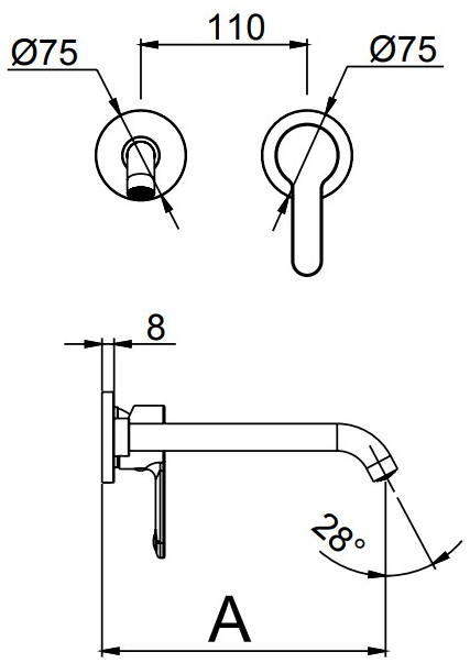 Rubinetterie Frattini Смеситель для раковины настенный без сливного крана Mocca sun-id-1443781 - Вид №1
