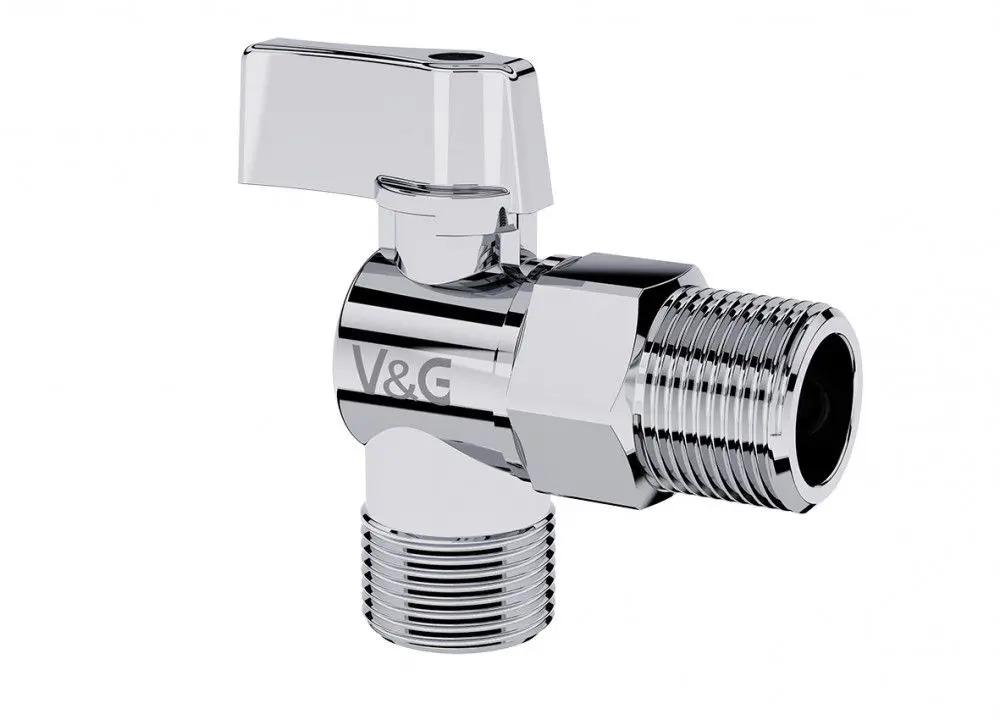 91740755 Кран шаровой угловой V&G Valogin VG-501102 PN10 1/2"x3/4" НР латунь ручка флажок STLM-0804336