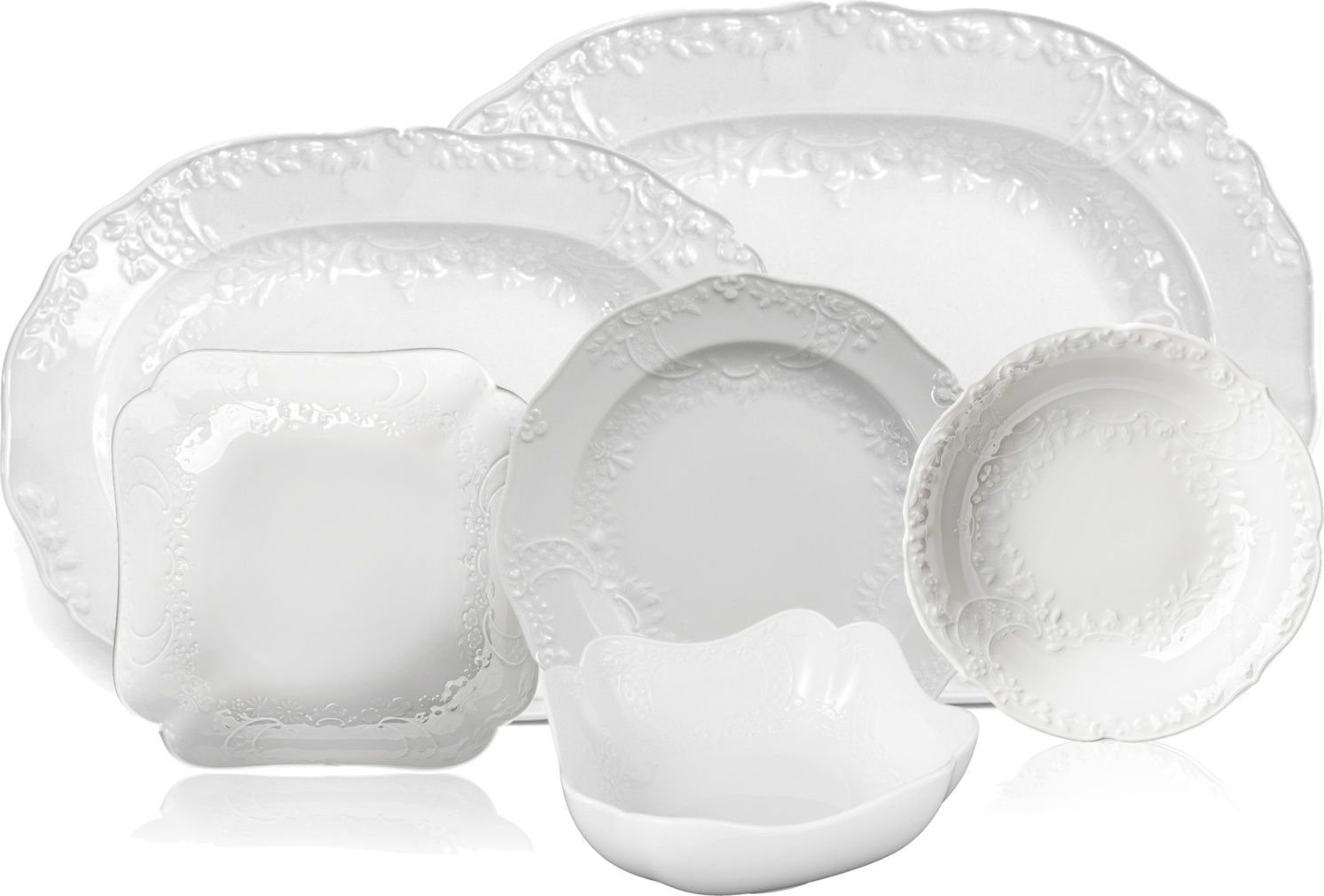10639799 Meissen Столовый сервиз Meissen "Новый марсель, белый рельеф" 6/28 Фарфор 