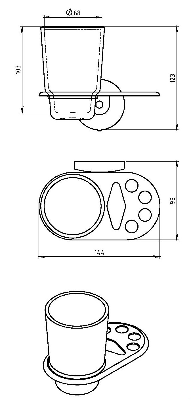 Держатель для стакана и зубных щеток Novaservis Metalia 1 6149.0 хром 61490 - Вид №1