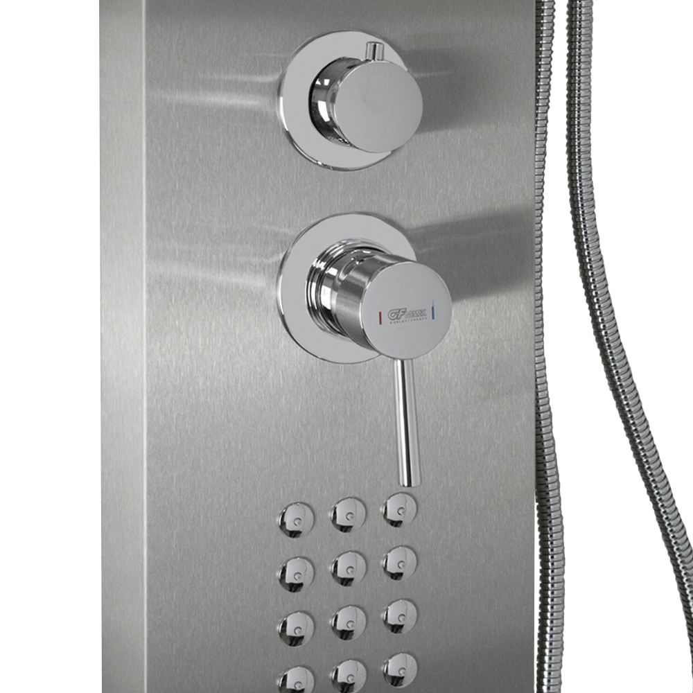 GFmark - Душевая панель - "тропический душ" ГРАФИТ с двумя лейками, корпус нержавеющая сталь, марки 304, код: 5521  - Вид №8