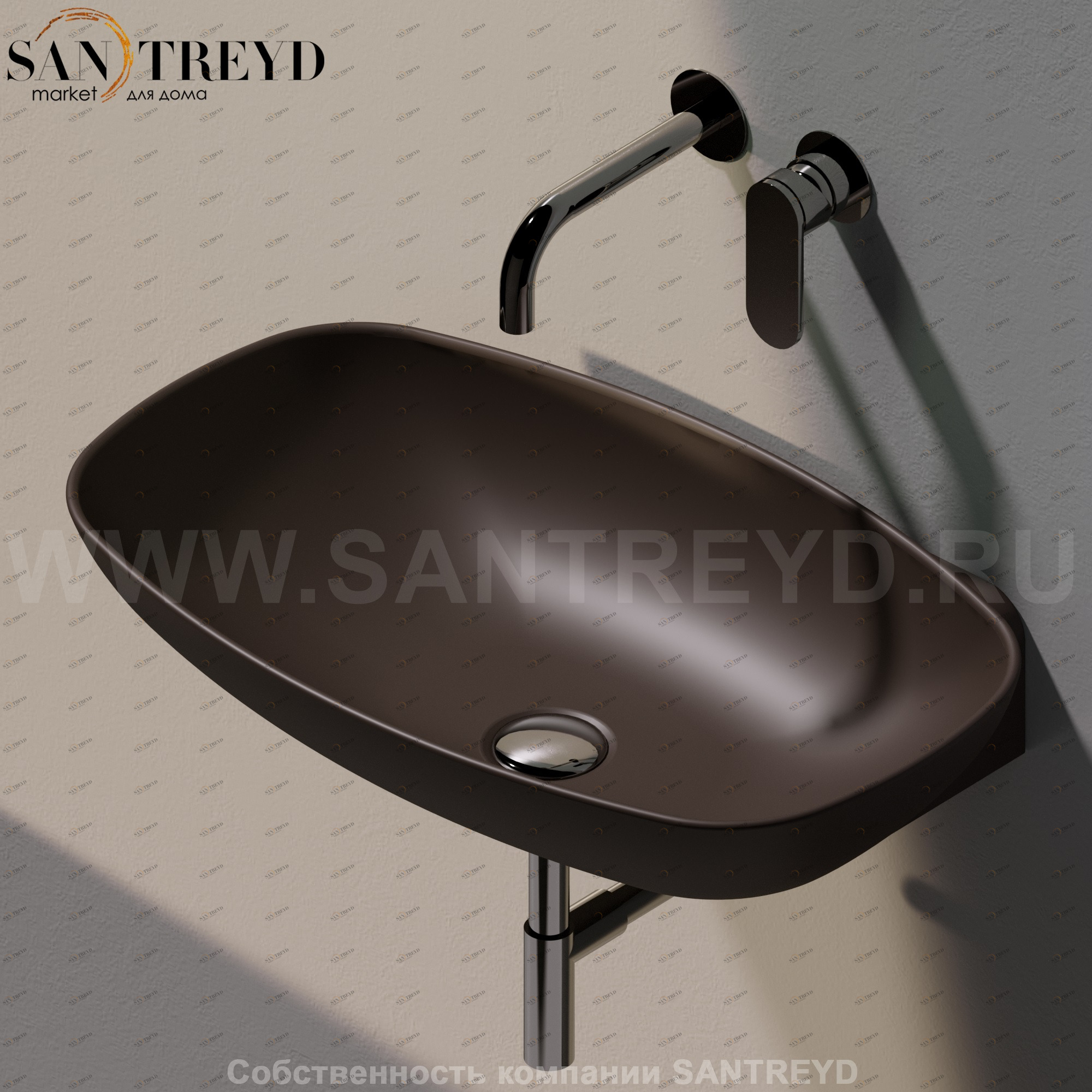 ND60L.7006 Подвесная раковина настенная прямоугольная Ceramica Flaminia Nuda черная