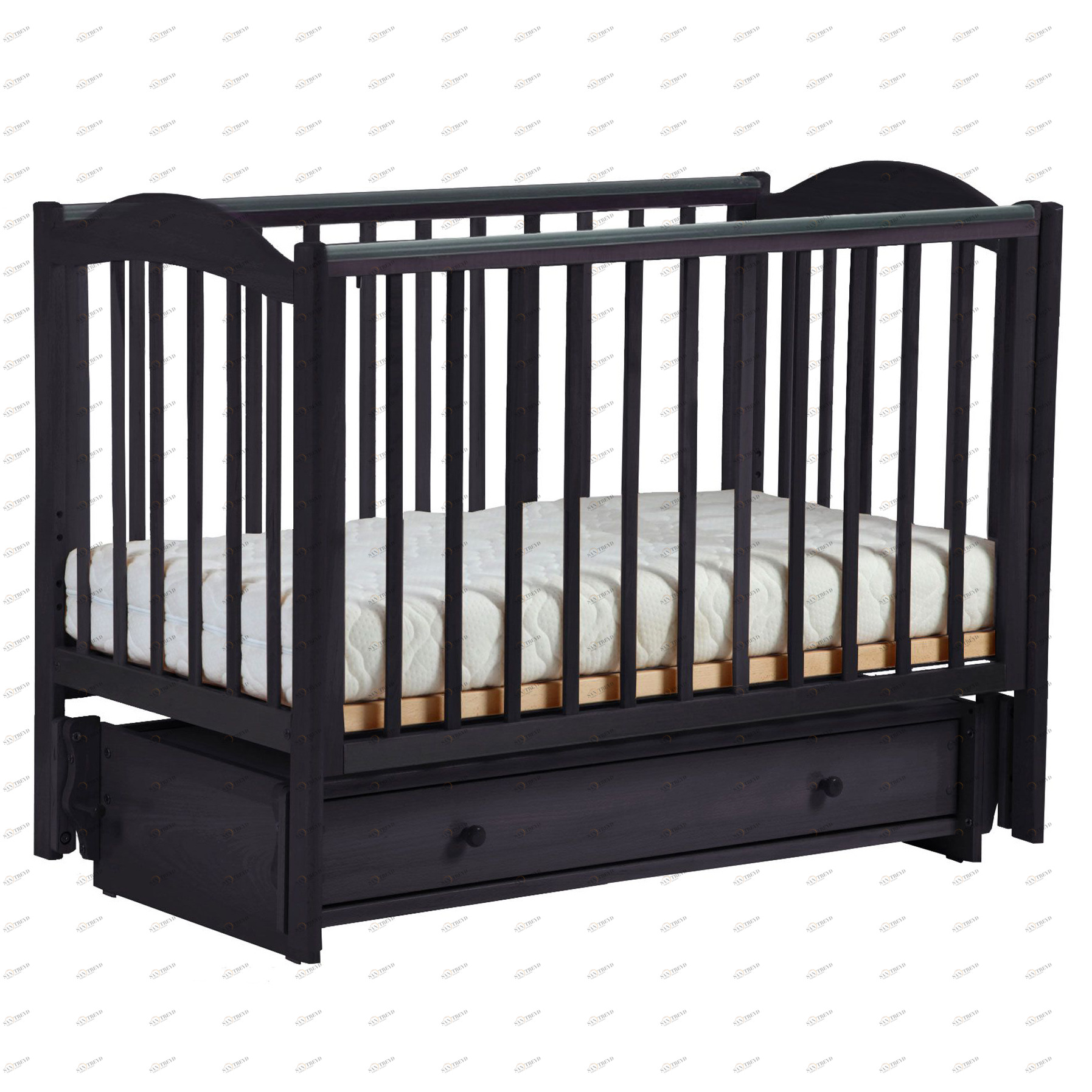 Детская кроватка с универсальным маятником "Кубаночка 2" венге ФАБРИКА ЛЕЛЬ  338398 Черный Santreyd 