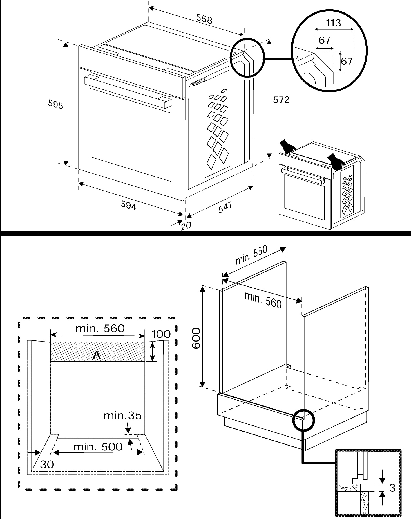 9085530 Электрический духовой шкаф Hotpoint FE8 1231 SMP BLG черный STDN-0116396 - Вид №10