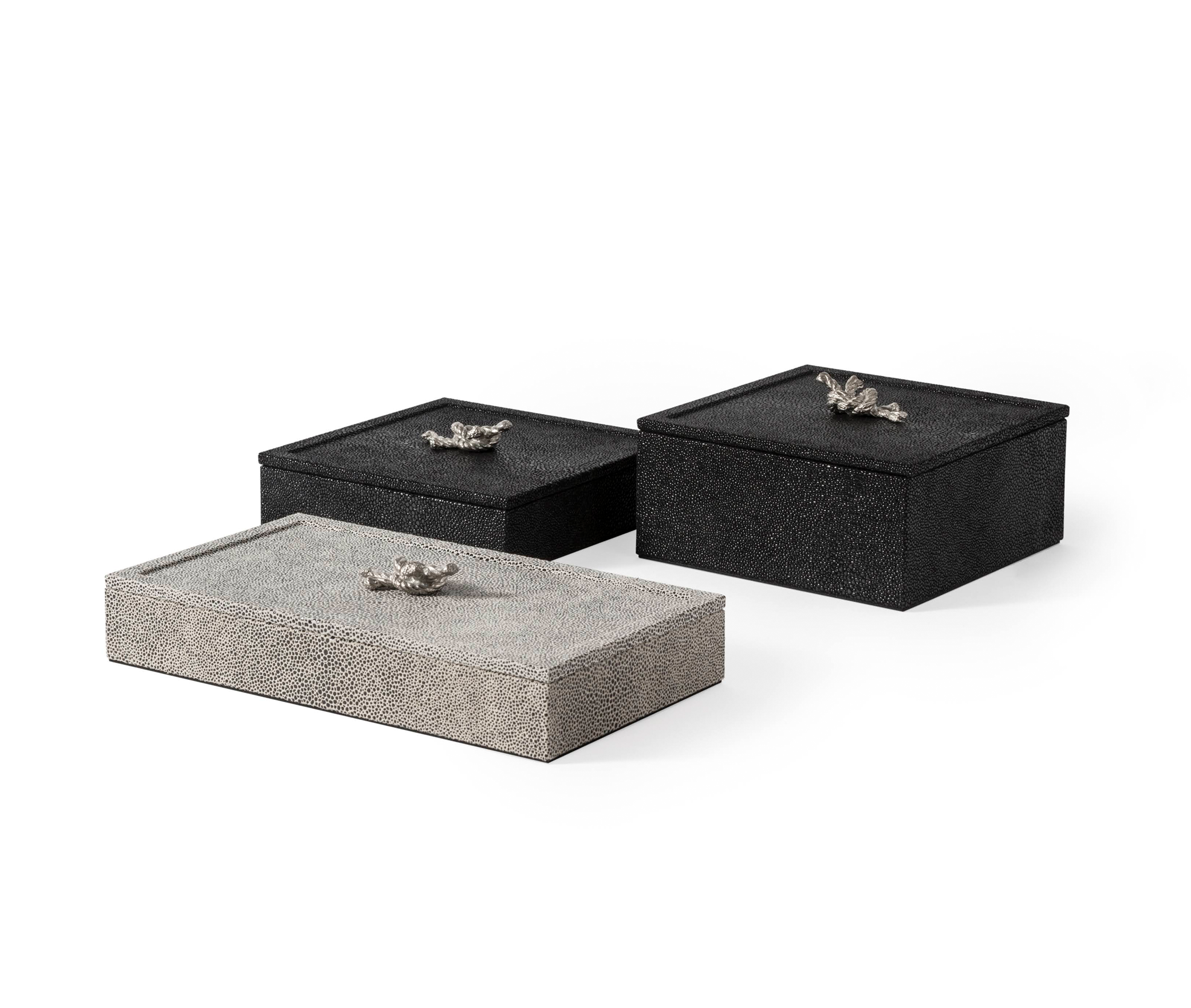 Квадратная коробка Thalia - 17,5X17,5XH8 см / металлическая отделка_хром / ari-leather_coffee Pinetti 00.0142.037.015 - Вид №1