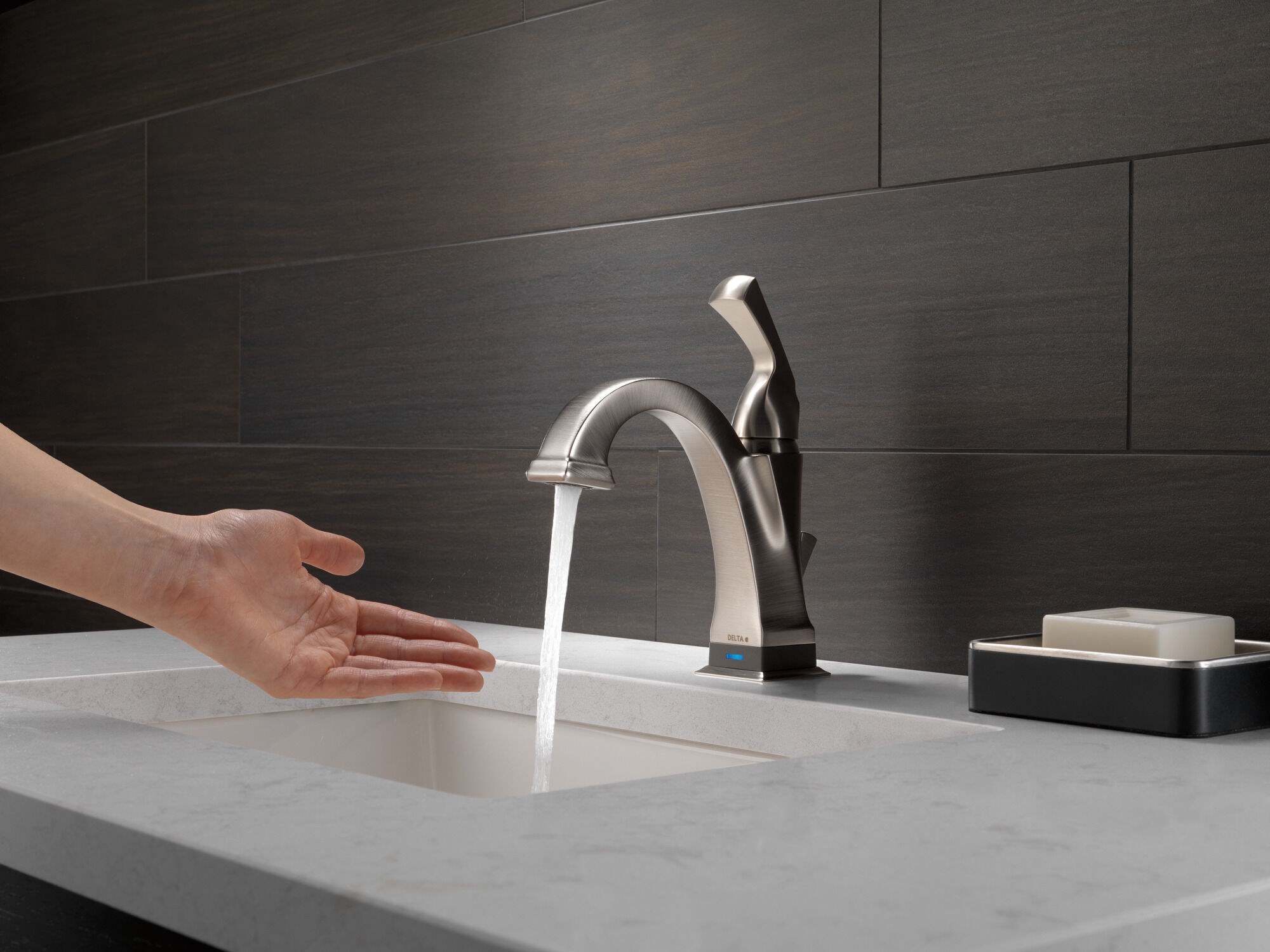 551T-SS-DST Смеситель для ванной с одной ручкой с технологией Touch2O.xt® Delta Faucet Dryden Нержавеющая сталь  - Вид №12