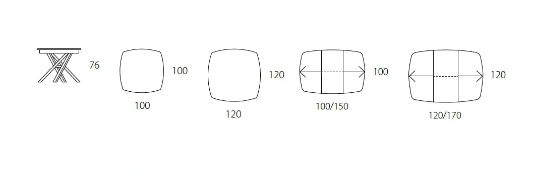 Фиксированный и выдвижной квадратный стол с керамической или деревянной столешницей RIFLESSI Shangai ARCH-00131550 - Вид №3