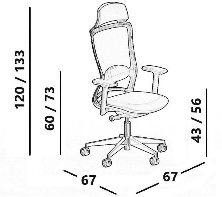 Luxy Кресло руководителя с поворотной сеткой и подголовником Pop Pp1 - Вид №14