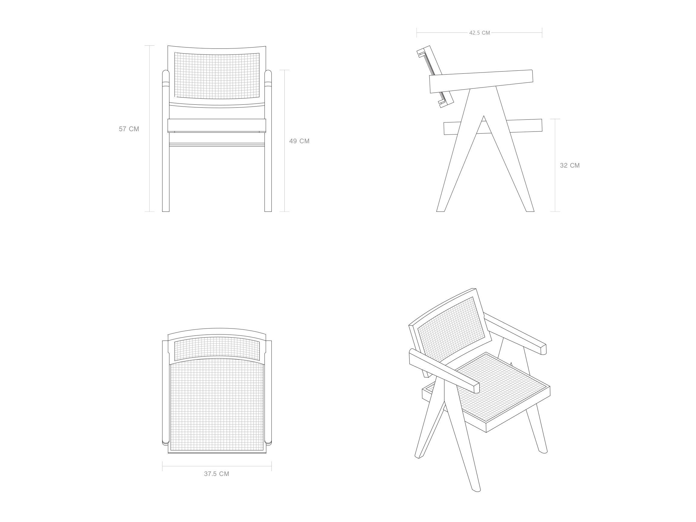 Стул из тикового дерева с подлокотниками Phantom Hands Project Chandigarh ARCH-00129552 - Вид №6