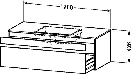 KT689605353 Тумбочка подвесная для встраиваемого снизу умывальника f-bonded Ketho #KT6896 1200 x 550 мм Каштан темный, декор Duravit - Вид №1