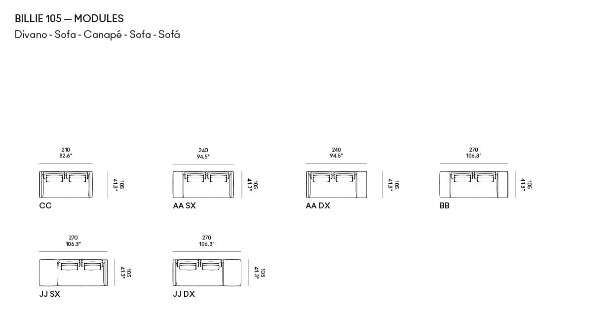 2-местный съемный диван из ткани или кожи Casamania & Horm Billie ARCH-00064860 - Вид №7