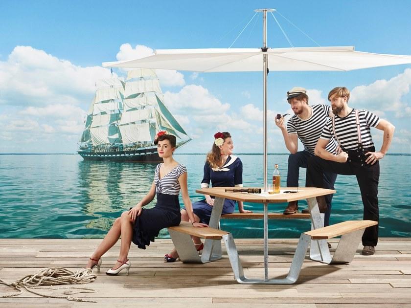 Extremis Стол для пикника из стали с порошковым покрытием со встроенными скамейками sun-id-1468570 - Вид №3