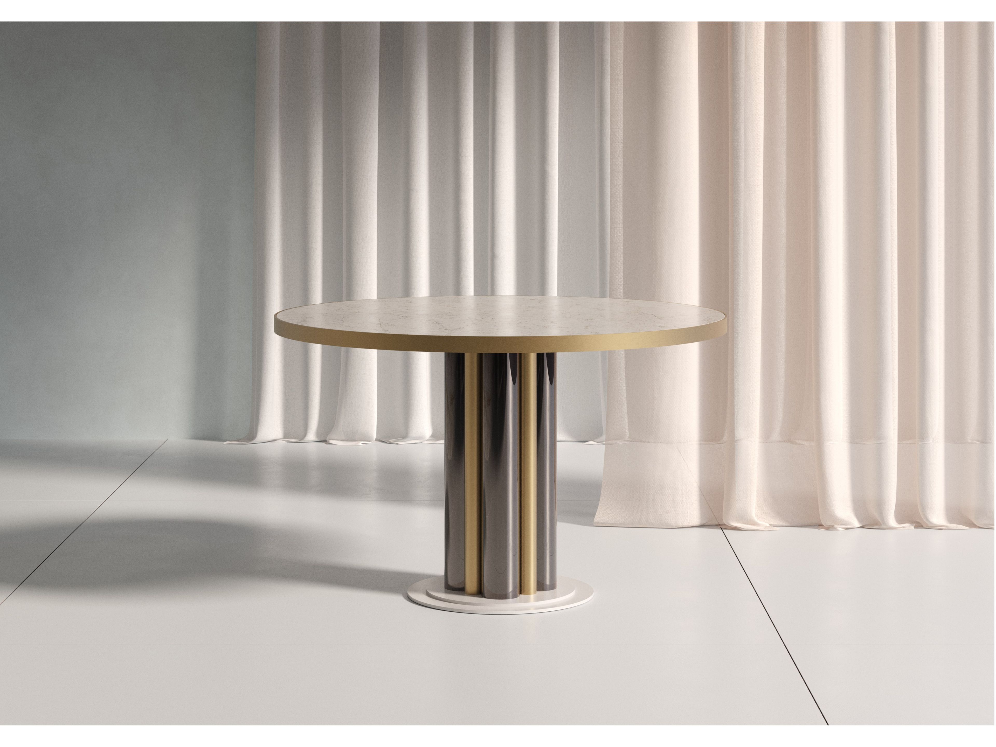 Круглый стол со стальным основанием и кварцевым верхом ORO NERO Collection Swing ARCH-00144533 - Вид №1