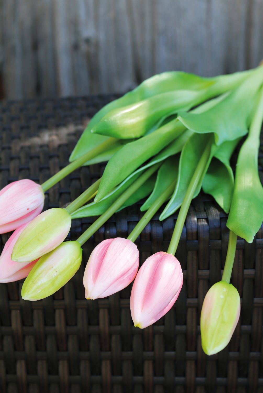 2942 508 a3 Букет тюльпанов из шелка, 7-кратный, 44 см, real touch, розово-зеленый H-andreas 