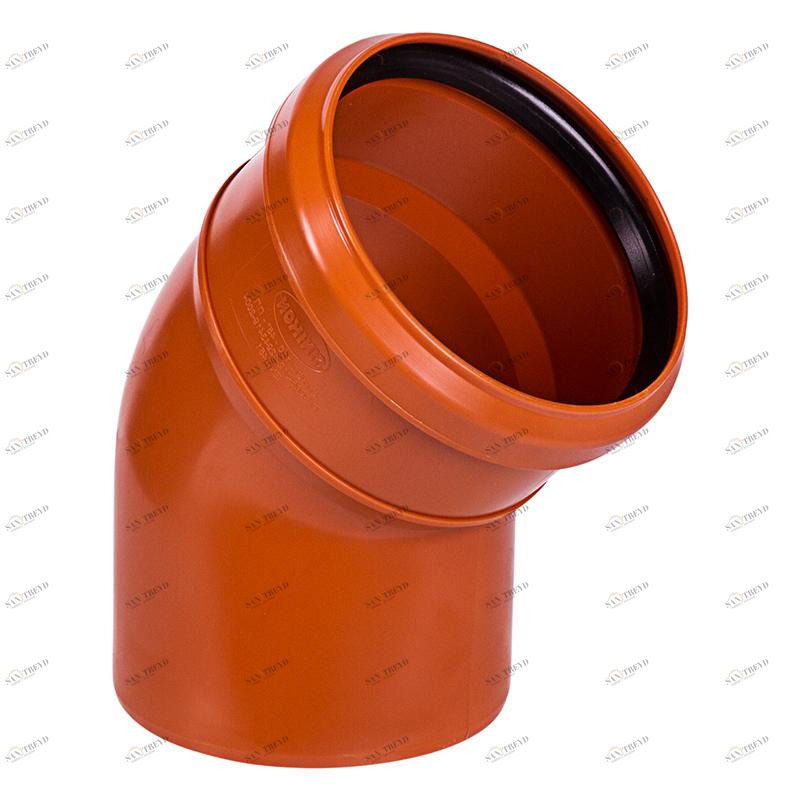 Отвод канализационный ПВХ 110мм 45° рыжий Политек 6383