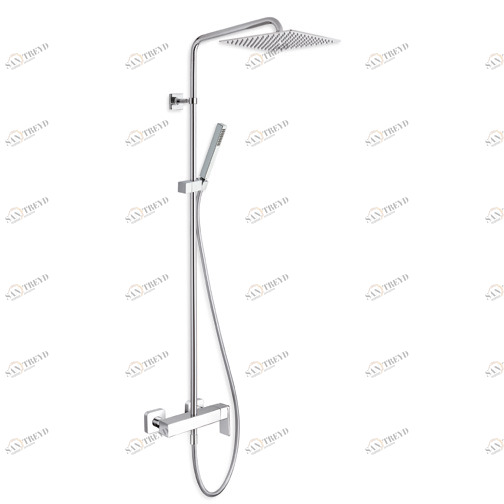 CRIQS409 Внешний смеситель для душа с поворотной стойкой, верхним душем SANDWICH SPECIAL 25 x 25 см, гибким шлангом LONG LIFE и ручным душем против известкового налета со штангой скольжения Cristina Rubinetterie 