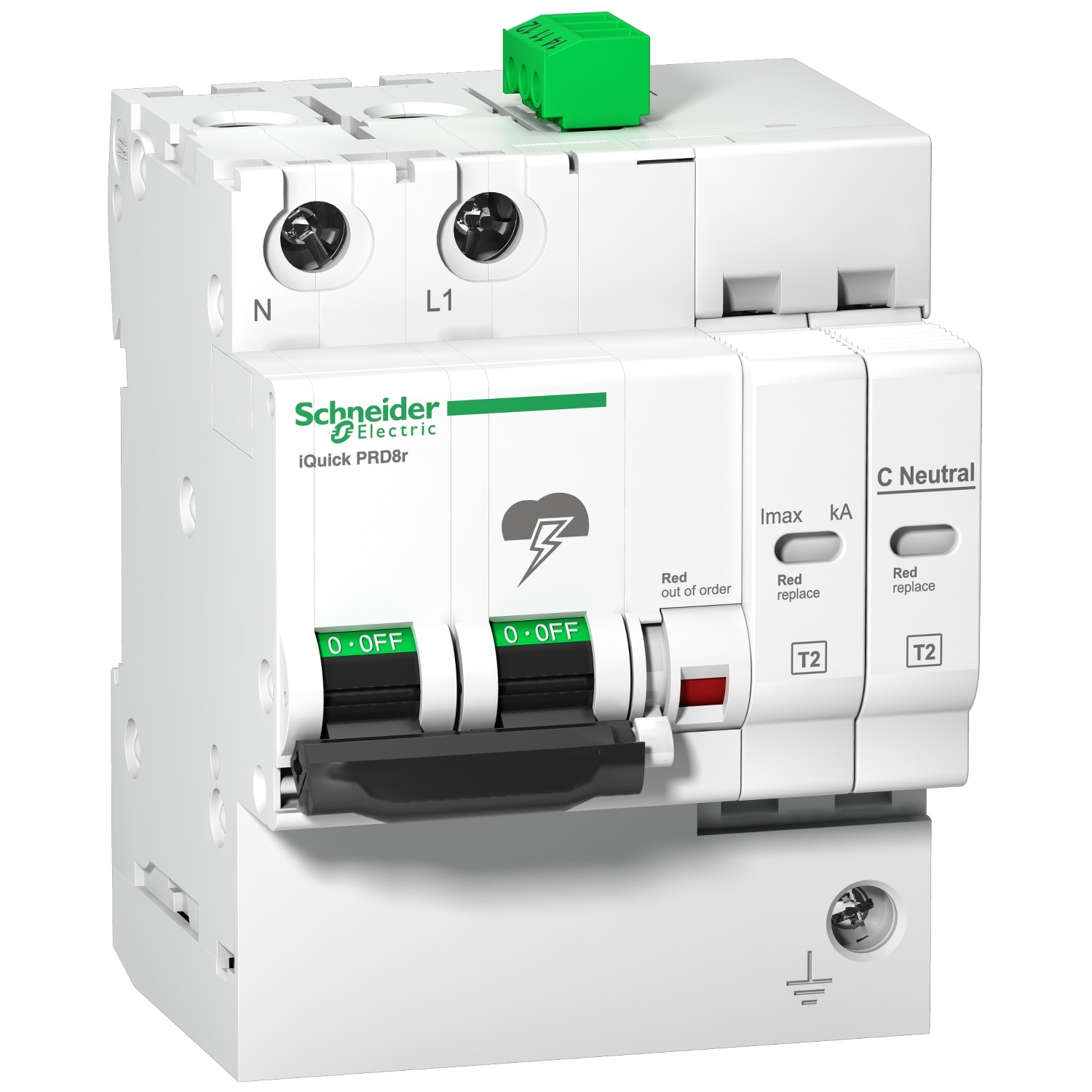 A9L16295 УЗИП СО ВСТРОЕННОЙ ЗАЩИТОЙ IQUICK IQUICK PRD 1П+Н 20кА С КАРТРИДЖАМИ Schneider Electric 