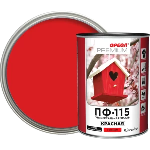 Эмаль Ореол Premium ПФ-115 глянцевая цвет красный 0.9 кг