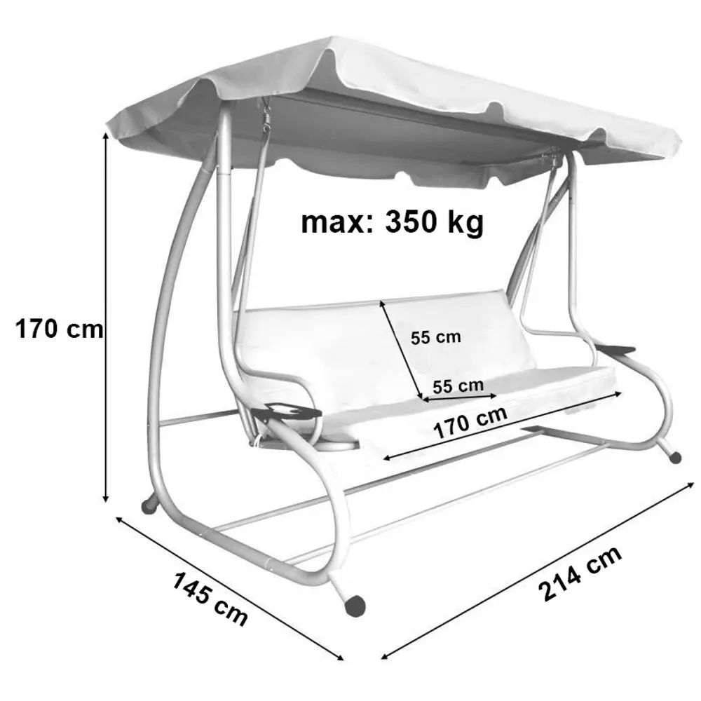 Качели садовые Вардэ 3-х местные (до 300 кг) коричневый GREENGARD STLM-2039733 - Вид №6