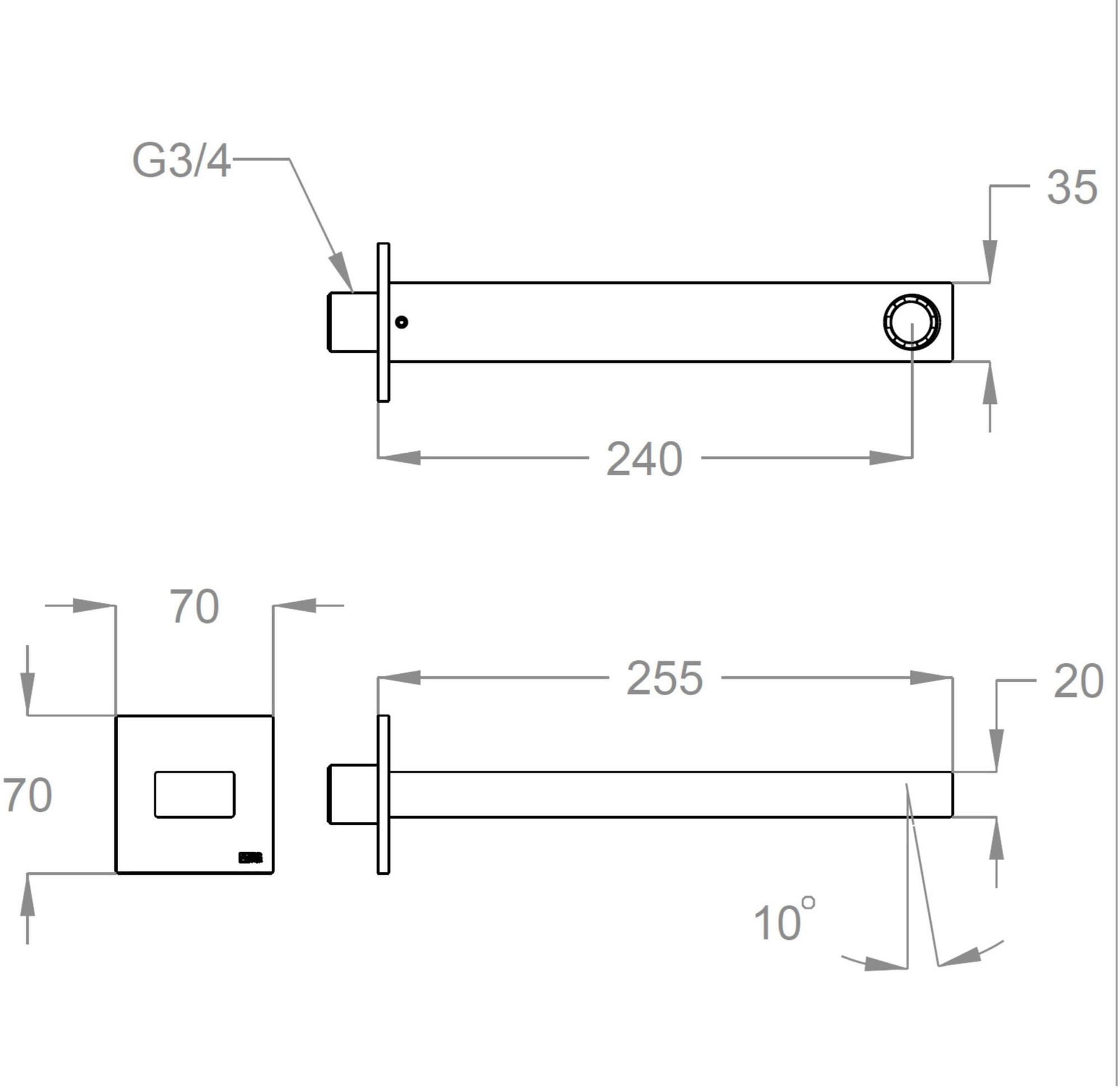 Fir Italia Настенный излив из латуни New playone 90 sun-id-1457669 - Вид №1
