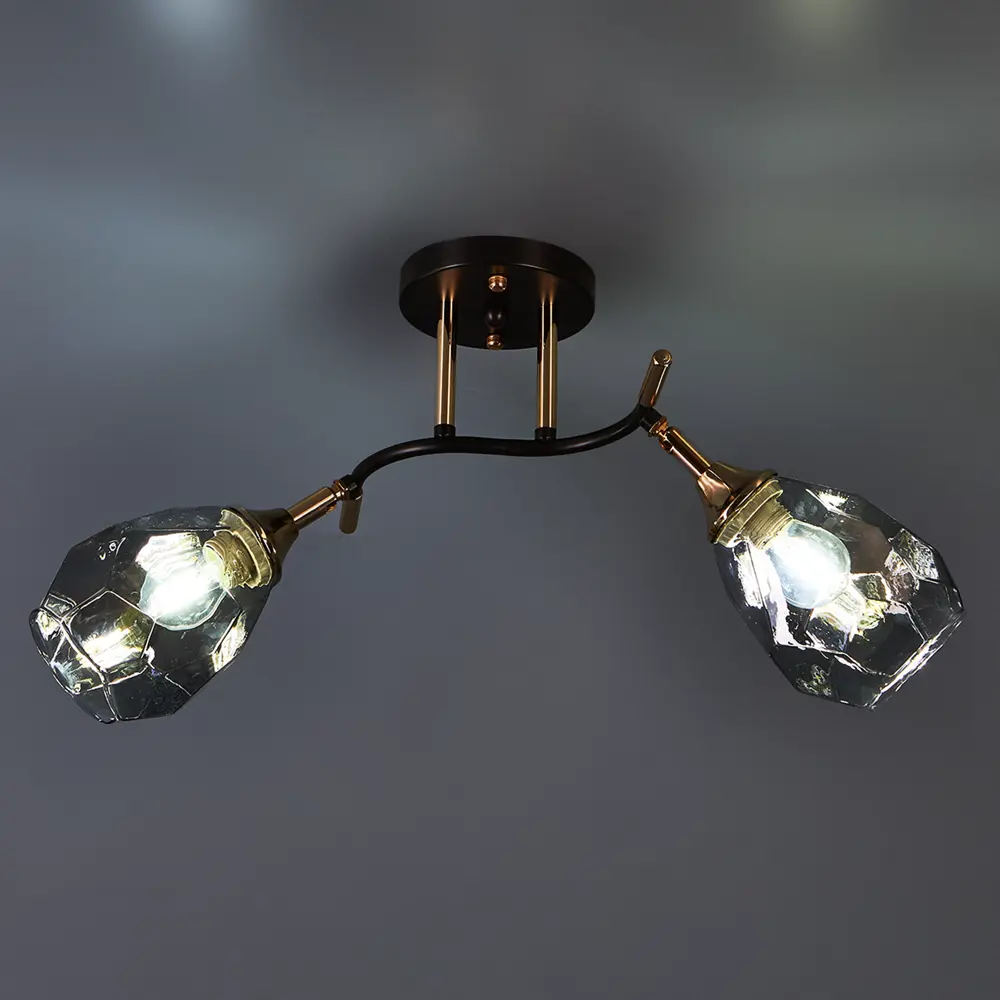 Люстра потолочная Семь огней Коул 2 лампы, 6 м², цвет черный/золото STLM-2188506 - Вид №1