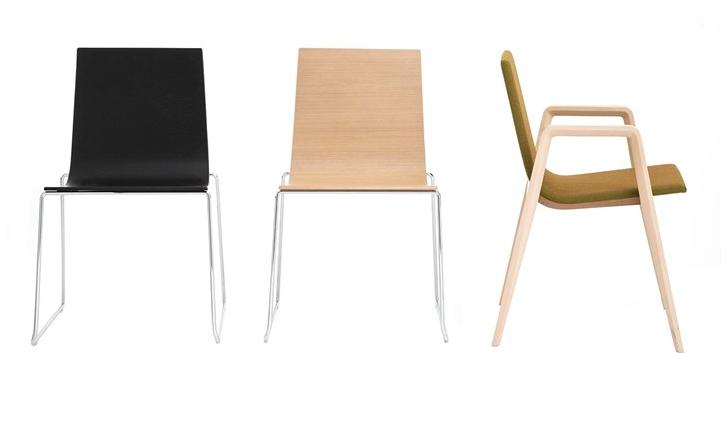 Andreu World Стул штабелируемый на санках из дуба Lineal Si0582 - Вид №1