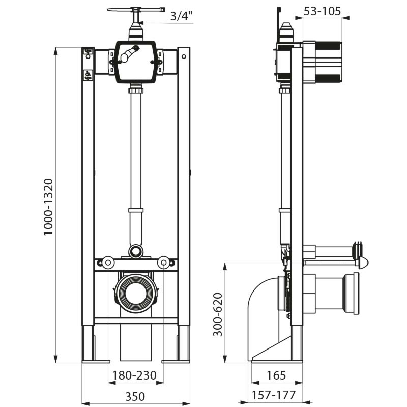 565065 Опорная рама для унитаза TEMPOFIX 3 с сенсорным краном DELABIE  - Вид №1