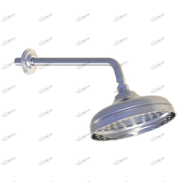 00.507 Верхний душ с защитой от накипи Ø 220 мм с кронштейном 300 мм - настенный монтаж HORUS Range Ascott 