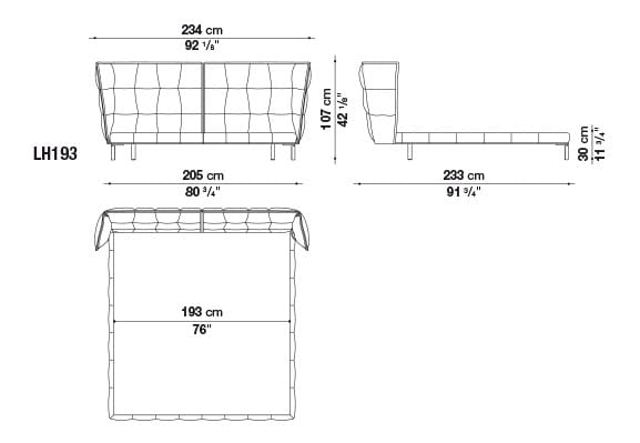 Двуспальная кровать из ткани с мягким изголовьем B&B Italia Husk ARCH-00069406 - Вид №13