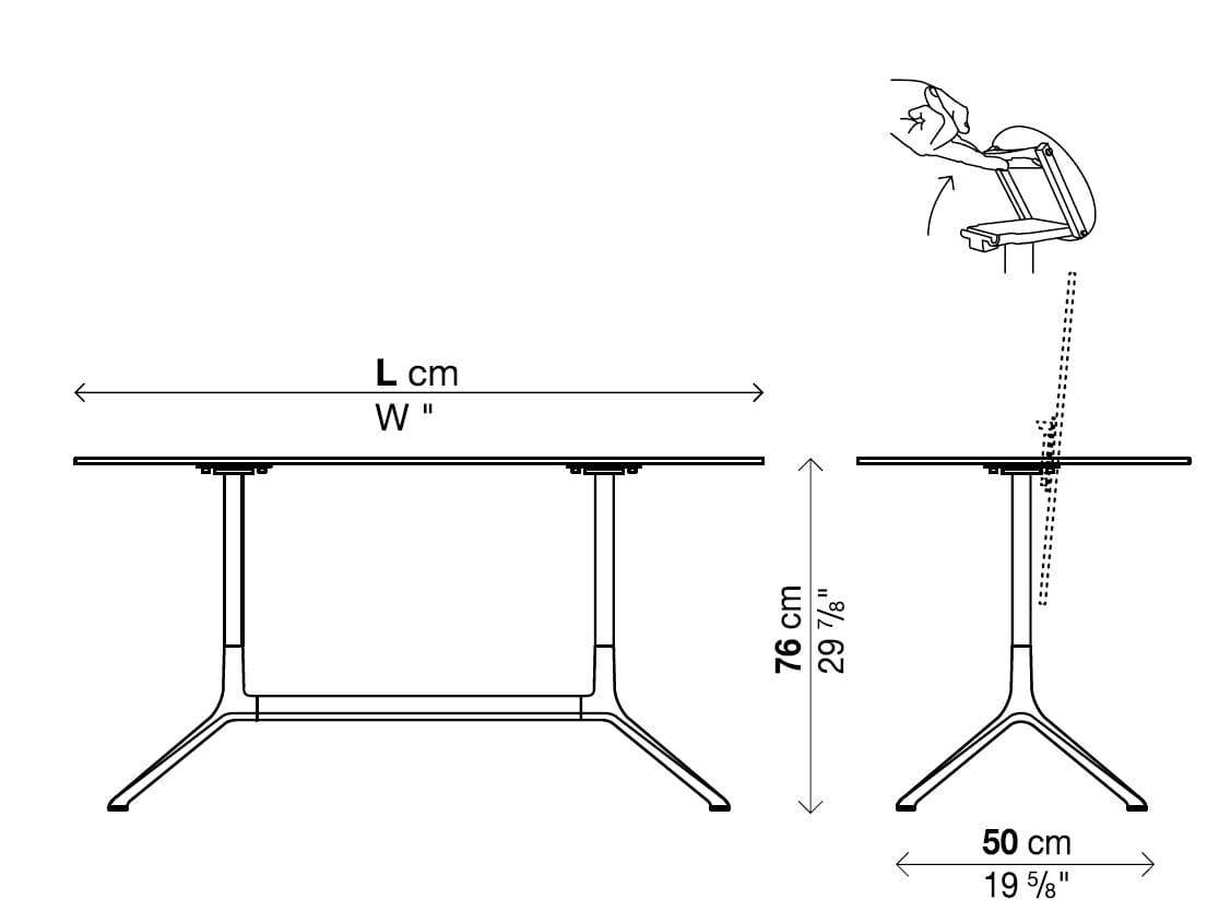 Прямоугольный стол с откидным верхом из литого алюминия Kristalia ARCH-00096698 - Вид №19