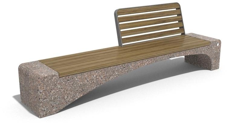 ENCHO ENCHEV - ETE Скамейка из бетона и дерева со спинкой  247  - Вид №3
