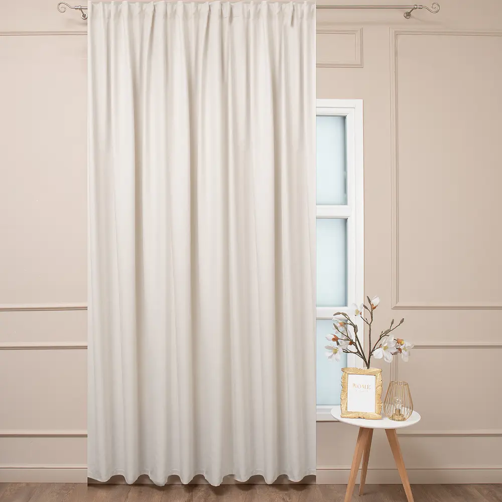 Штора Калифорния бежевая 200×280 см с лентой и скрытыми петлями 89433206 AMORE MIO STLM-1584957